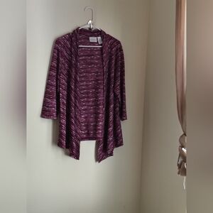 Alfred Dunner Cardigan Women Medium Multicolor Knit 3/4 Sleeves Sweater Office